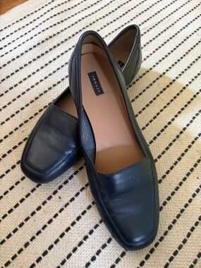 Navy Blue Leather Loafers